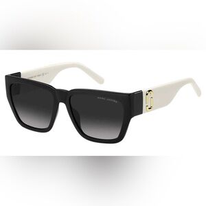 Marc Jacobs Black and White Sunglasses with Gold Accent - Size 57-16-145